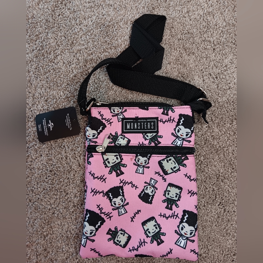 New Bioworld Chibi Universal Monsters Pink Passport, Frankenstein And Bride